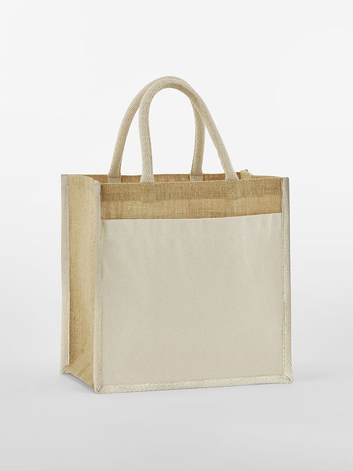 Cotton Pocket Natural Starched Jute Midi Tote Herren Tasche / Rucksack – Westford Mill – Farbe Natur – individuell veredelbar
