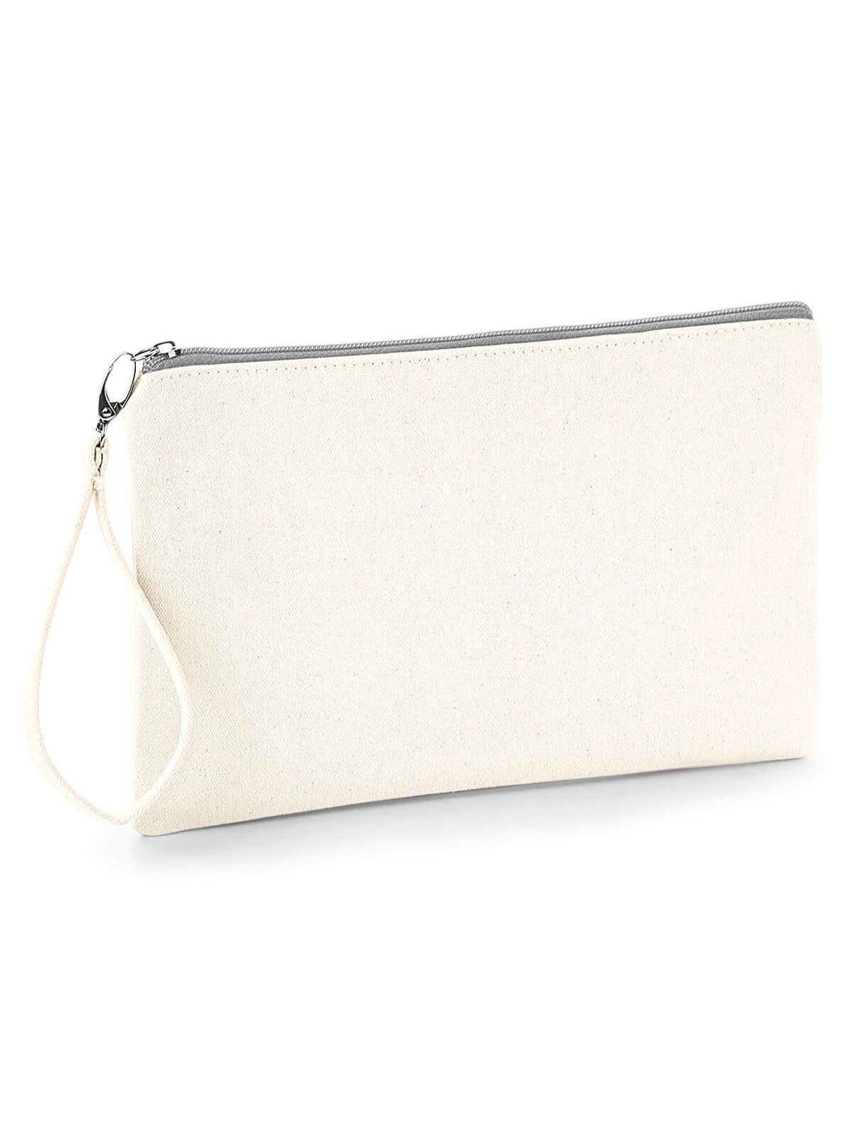 Canvas Wristlet Pouch Herren Tasche / Rucksack – Westford Mill – Farbe natural/light grey – individuell veredelbar