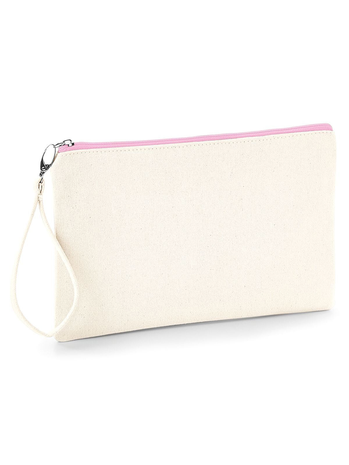 Canvas Wristlet Pouch Herren Tasche / Rucksack – Westford Mill – Farbe natural/pink – individuell veredelbar