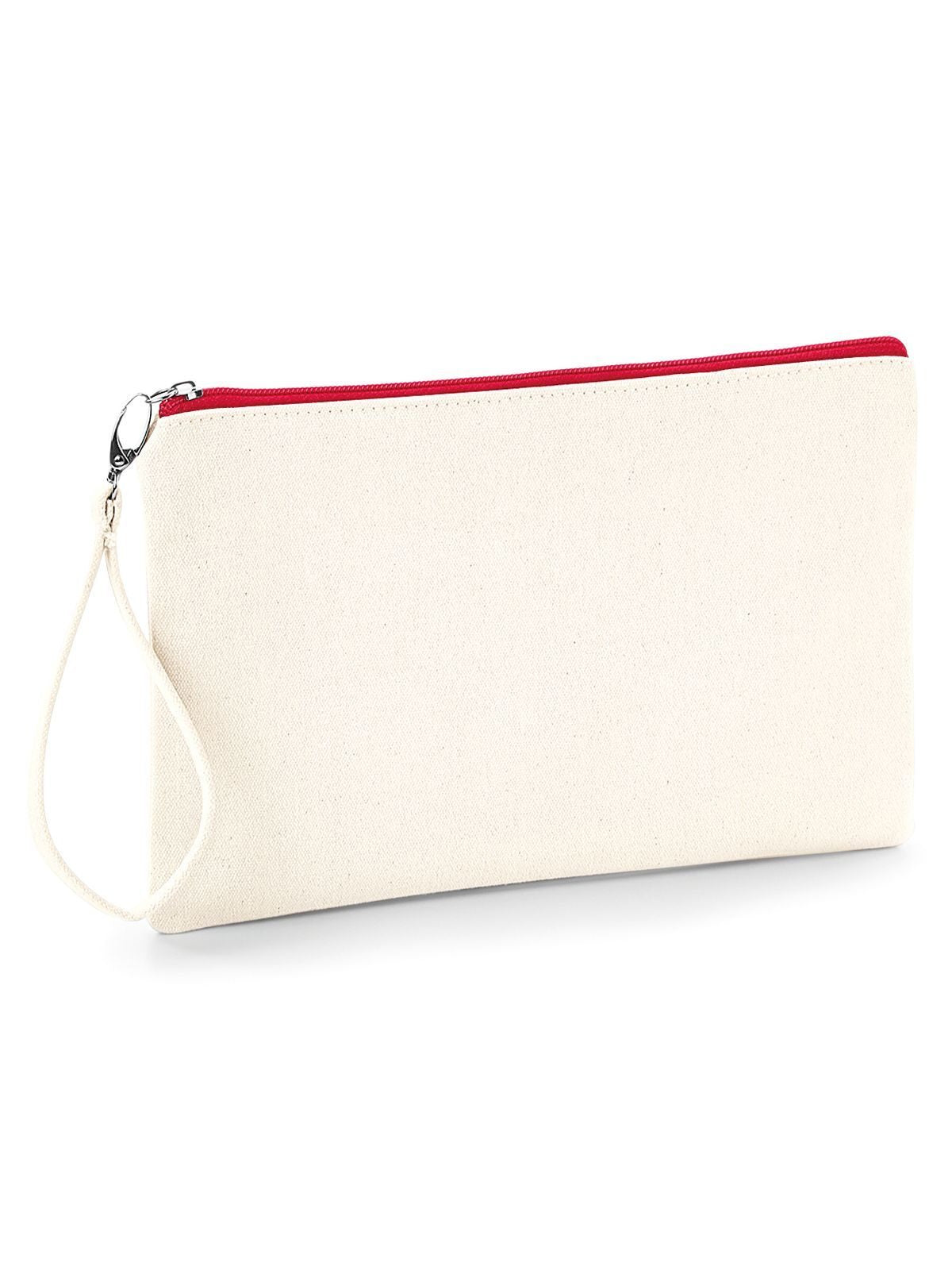 Canvas Wristlet Pouch Herren Tasche / Rucksack – Westford Mill – Farbe natural/red – individuell veredelbar