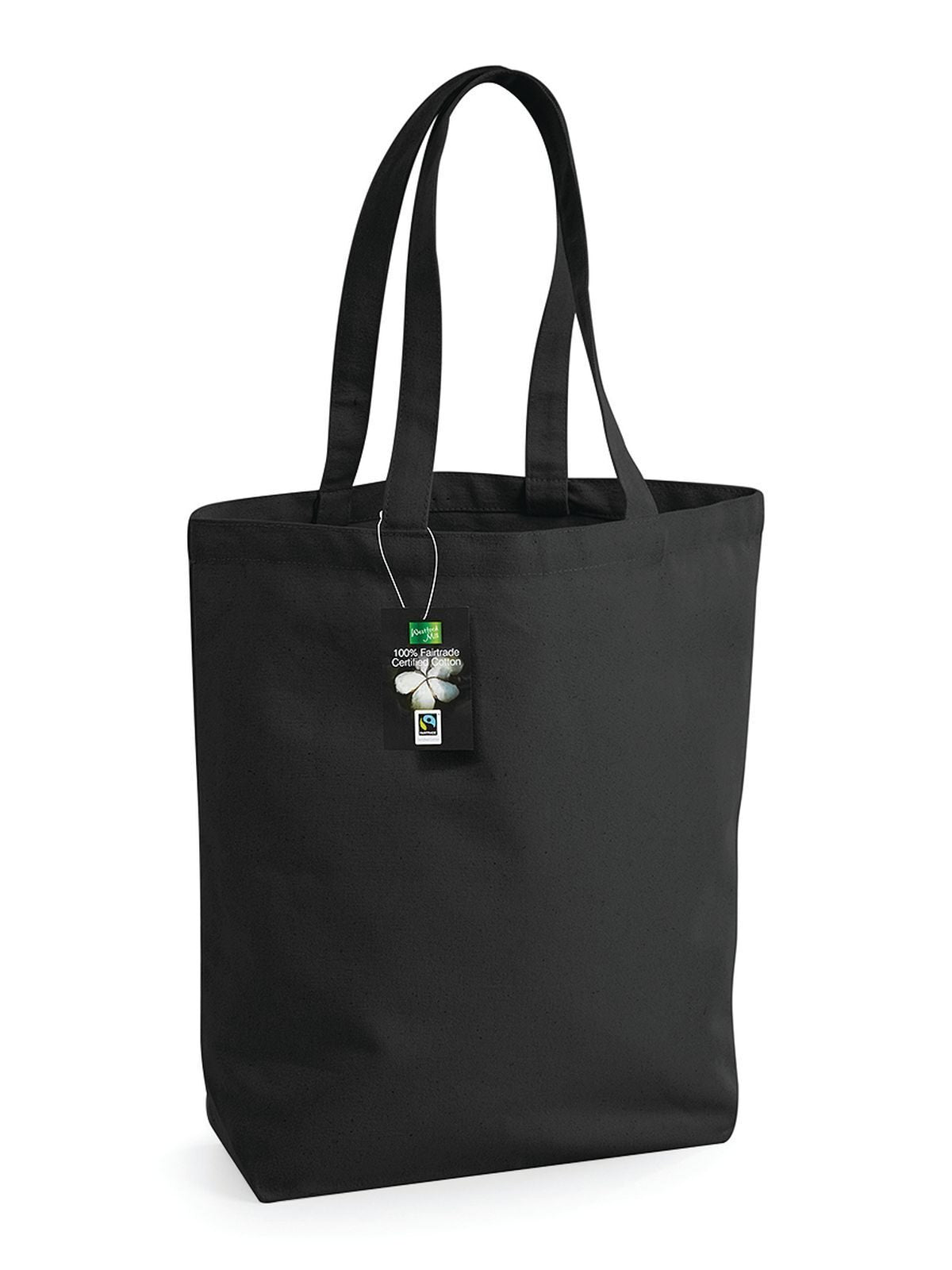 Fairtrade Cotton Camden Shopper Herren Tasche / Rucksack – Westford Mill – Farbe Schwarz – individuell veredelbar