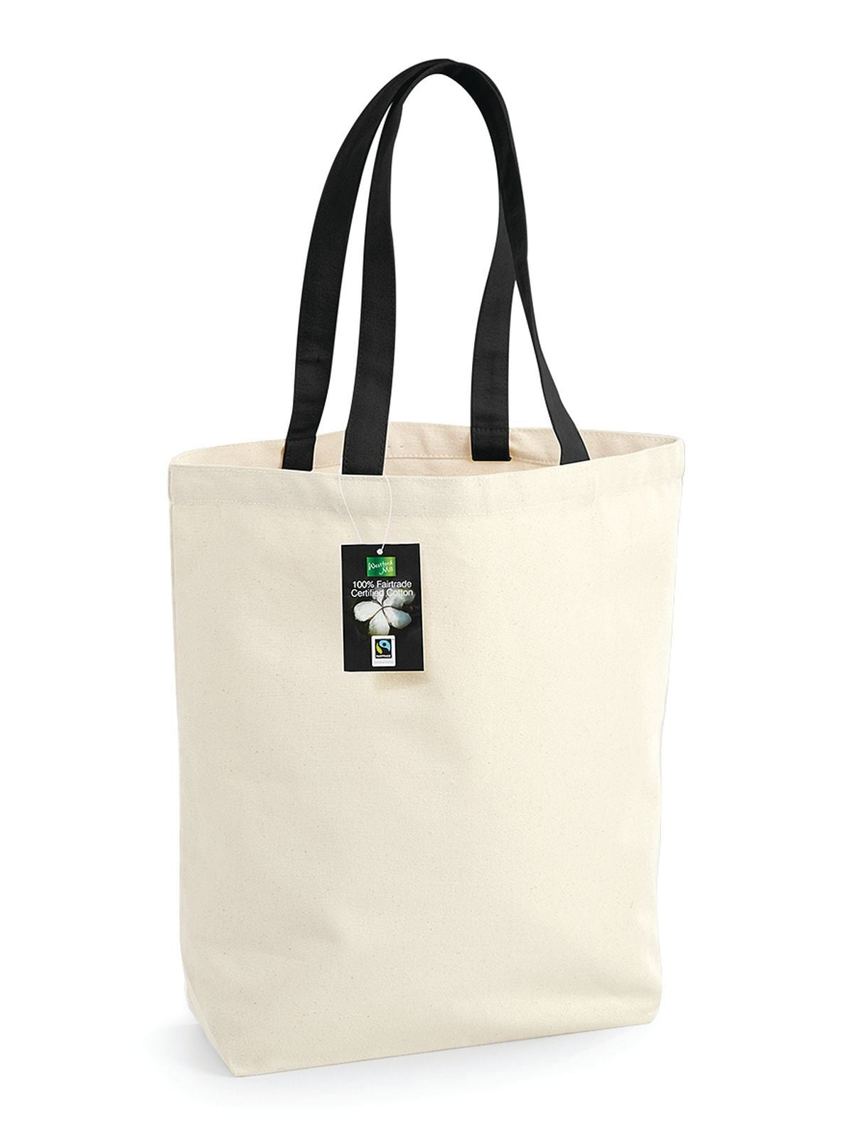 Fairtrade Cotton Camden Shopper Herren Tasche / Rucksack – Westford Mill – Farbe natural/black – individuell veredelbar