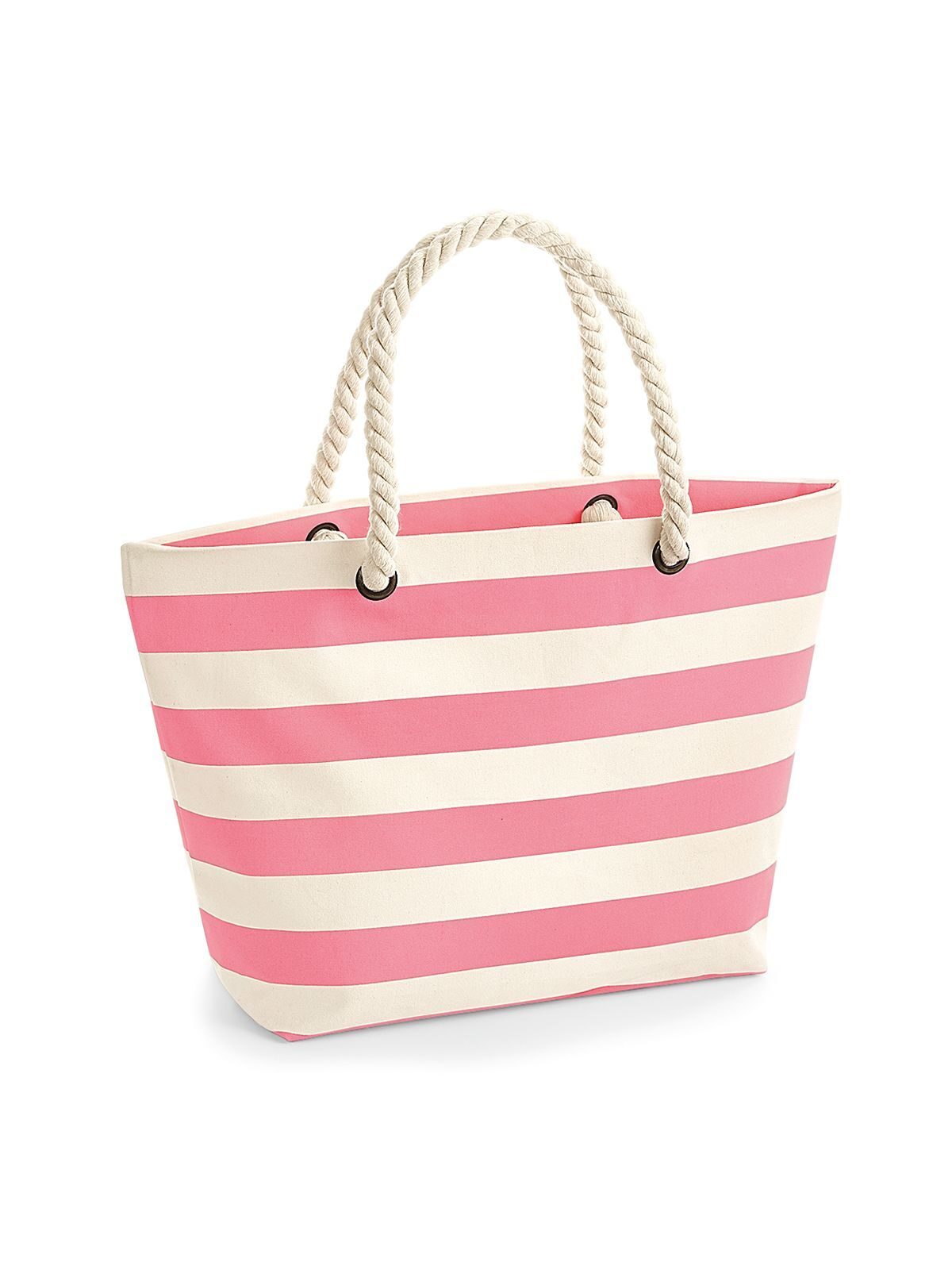 Nautical Beach Bag Herren Tasche / Rucksack – Westford Mill – Farbe natural/true pink – individuell veredelbar
