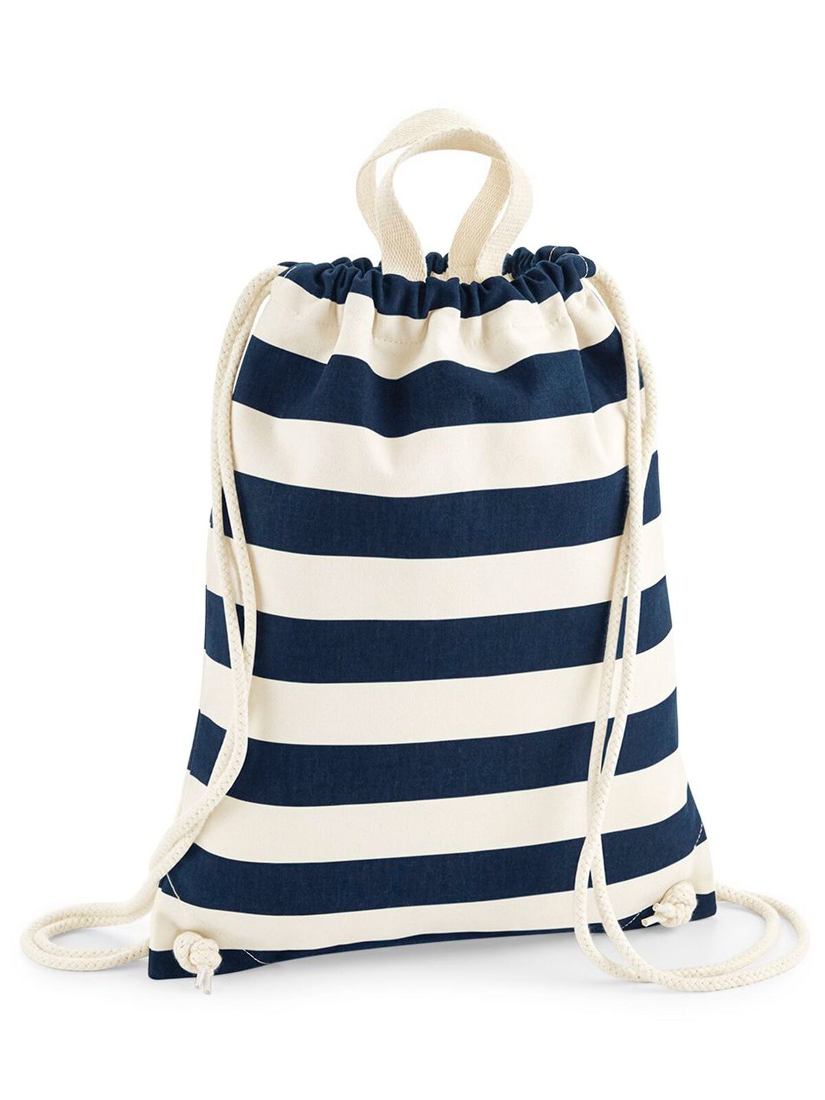 Nautical Gymsac Herren Tasche / Rucksack – Westford Mill – Farbe natural/navy – individuell veredelbar