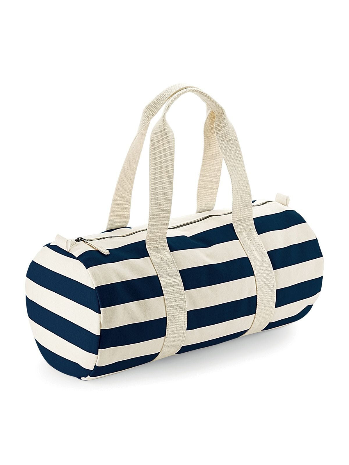 Nautical Barrel Bag Herren Tasche / Rucksack – Westford Mill – Farbe natural/navy – individuell veredelbar