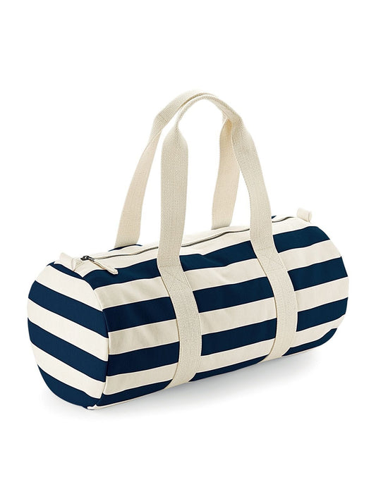 Nautical Barrel Bag Herren Tasche / Rucksack – Westford Mill – Farbe natural/navy – individuell veredelbar