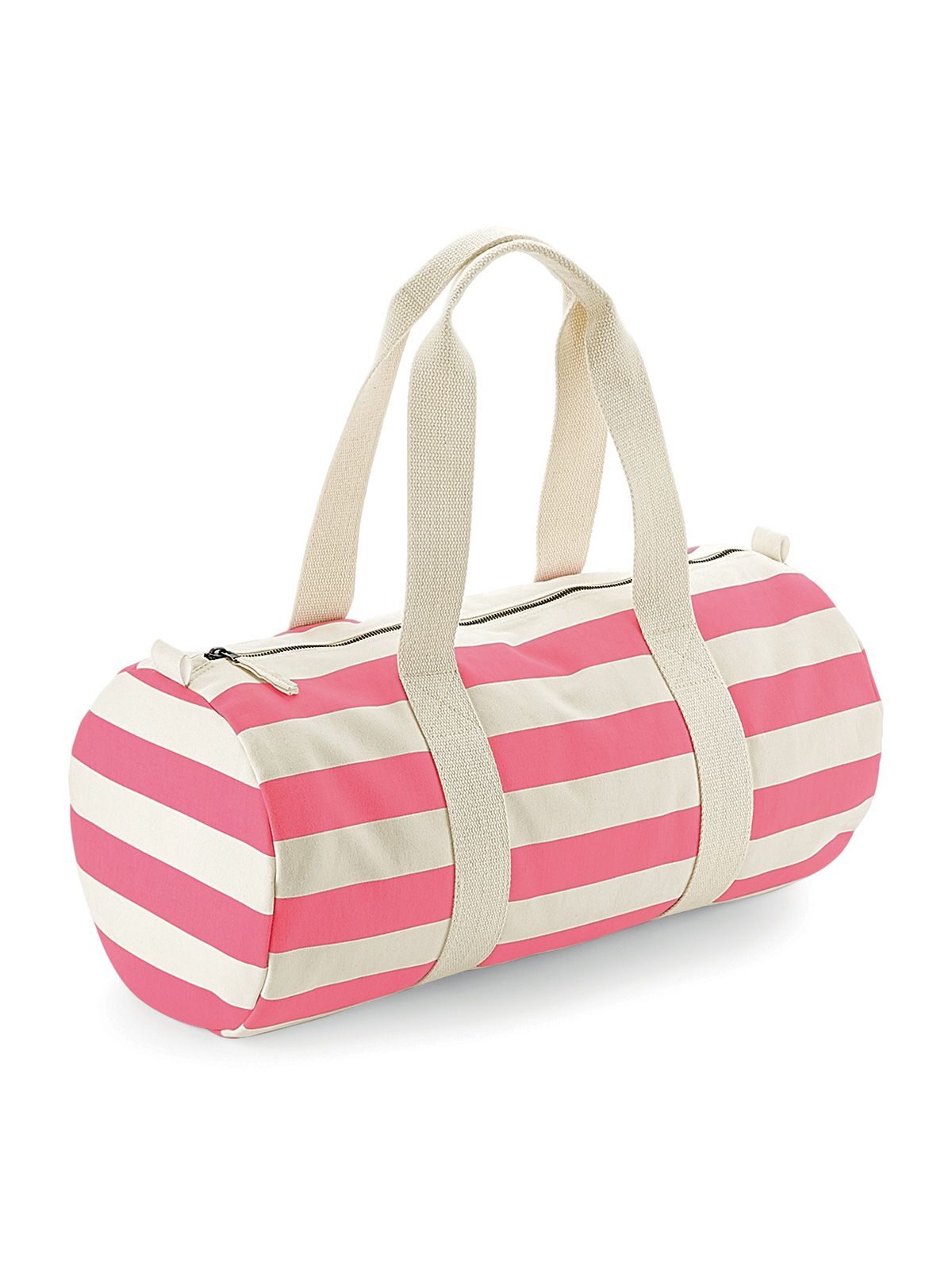 Nautical Barrel Bag Herren Tasche / Rucksack – Westford Mill – Farbe natural/pink – individuell veredelbar