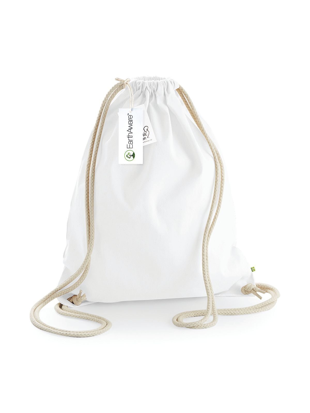 EarthAware Organic Gymsac Herren Tasche / Rucksack – Westford Mill – Farbe Weiß – individuell veredelbar
