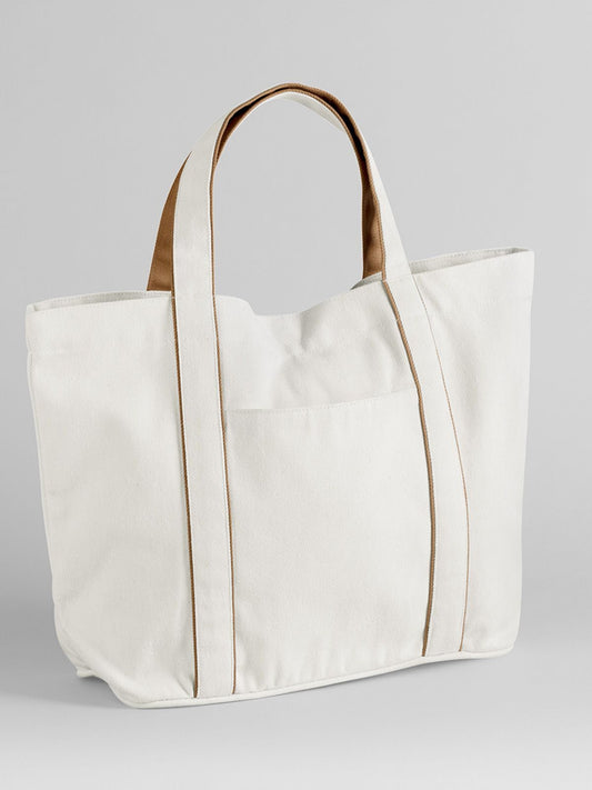 Courtside Medium Tote Herren Tasche / Rucksack – Westford Mill – Farbe soft white/caramel – individuell veredelbar