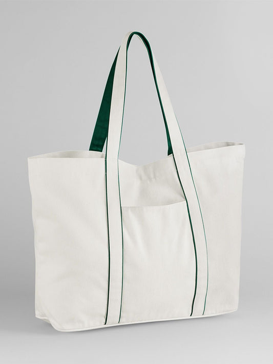 Courtside Large Tote Herren Tasche / Rucksack – Westford Mill – Farbe soft white/bottle green – individuell veredelbar