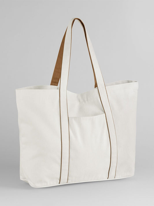 Courtside Large Tote Herren Tasche / Rucksack – Westford Mill – Farbe soft white/caramel – individuell veredelbar