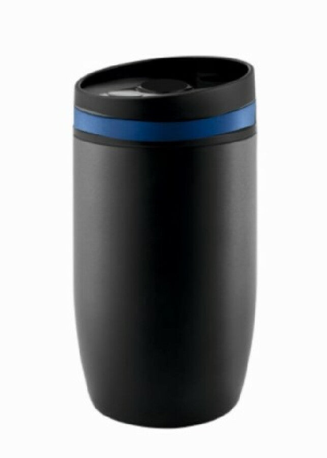 Thermobecher "CremaOfficinaNero" schwarz/Ring blau – blau – Bild 1