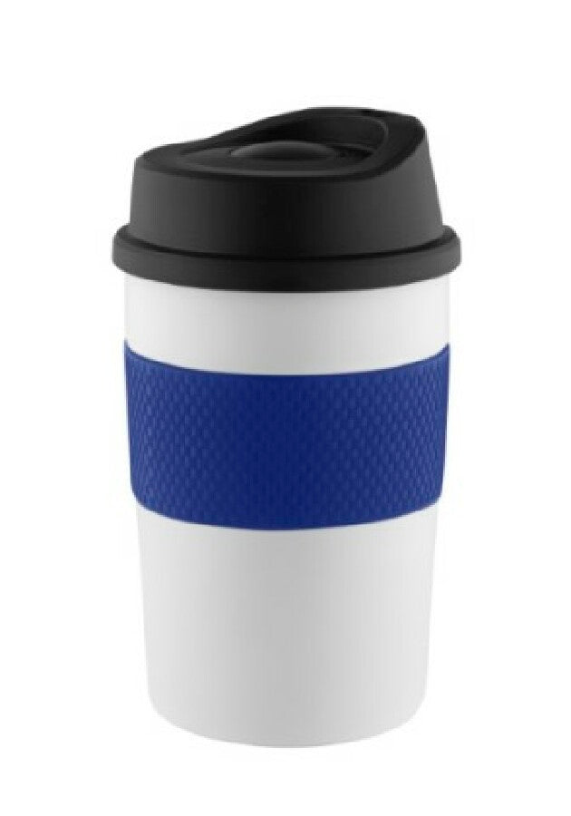Thermobecher "CremaCoffeeHouse" weiß/Ring blau – blau – Bild 1