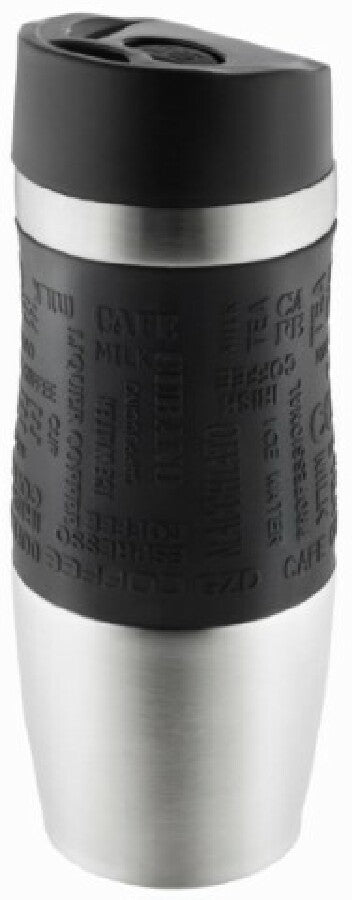 Thermobecher "CremaEleganza" silber, Manschette schwarz – schwarz – Bild 1