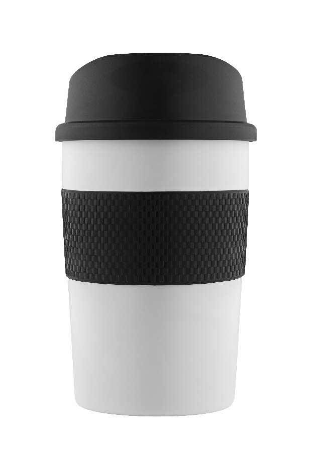 Thermobecher "CremaCoffeeHouse" weiß/Ring schwarz – weiss – Bild 2