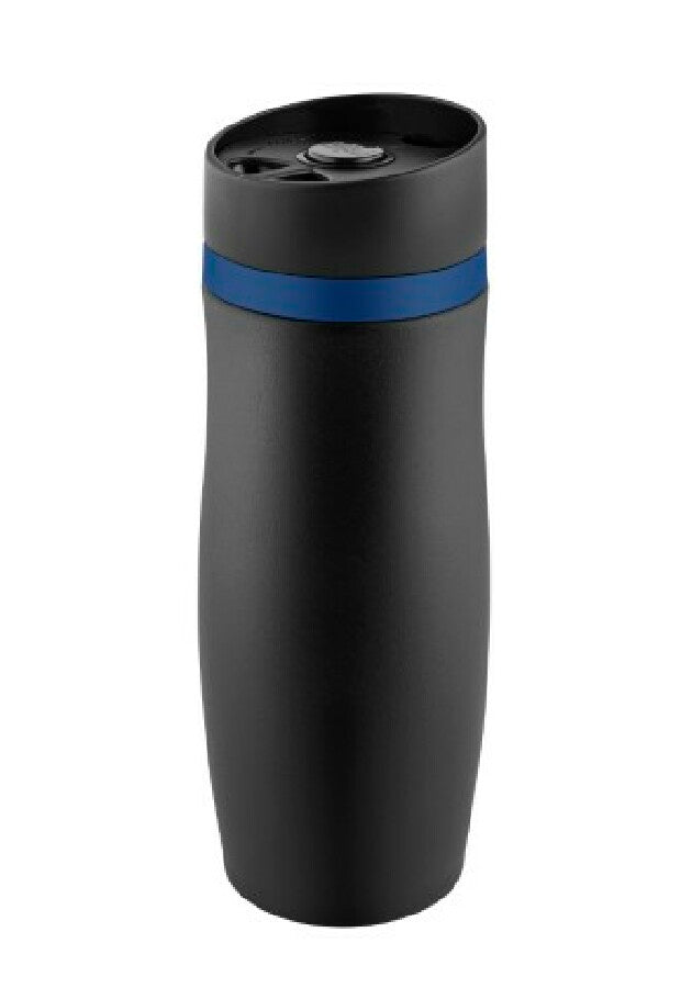 Thermobecher "CremaExtensaNero" schwarz/Ring blau – blau – Bild 1