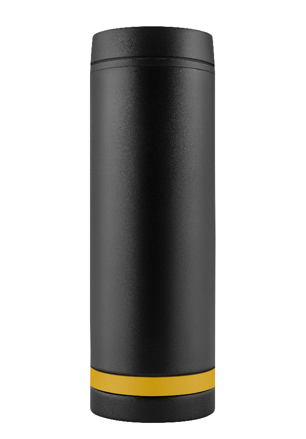Thermobecher "Crema" 360°  schwarz/Ring gelb – gelb – Bild 2