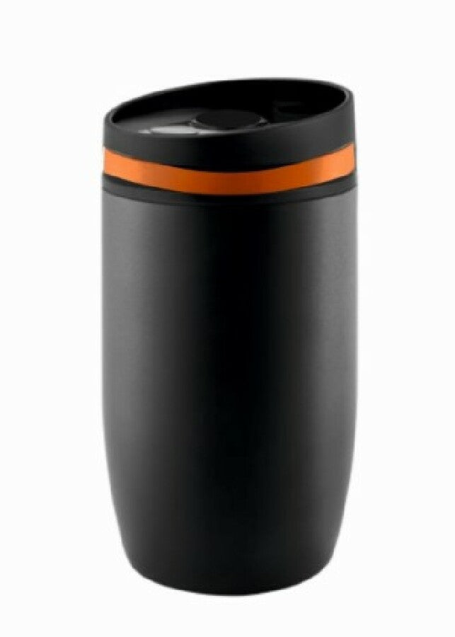 Thermobecher "CremaOfficinaNero" schwarz/Ring orange – orange – Bild 1
