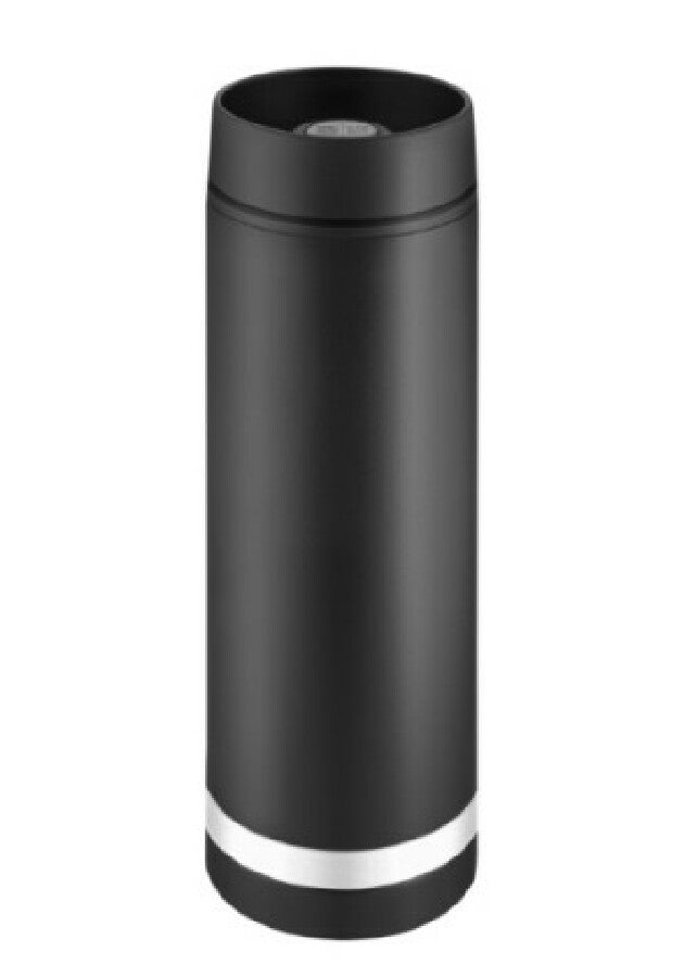 Thermobecher "Crema" 360°  schwarz/Ring weiß – weiss – Bild 1
