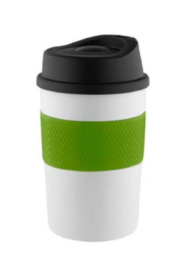 Thermobecher "CremaCoffeeHouse" weiß/Ring grün – grün – Bild 1