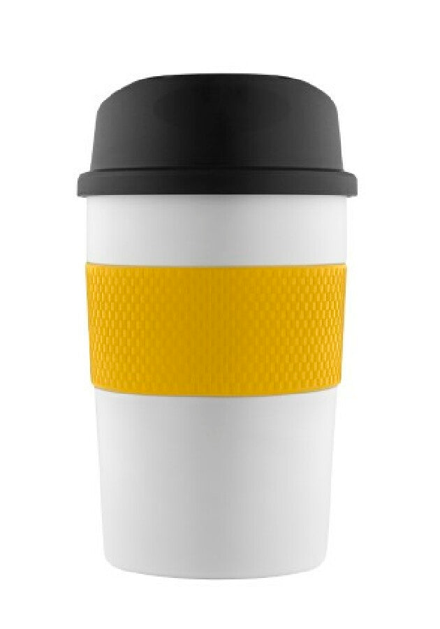 Thermobecher "CremaCoffeeHouse" weiß/Ring gelb – gelb – Bild 2