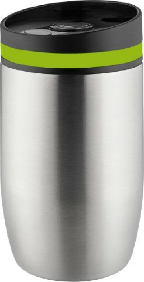 Thermobecher "CremaOfficinaBudget“ silber/Ring grün – grün – Bild 1