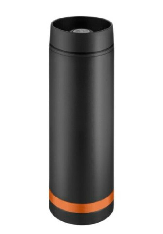 Thermobecher "Crema" 360°  schwarz/Ring orange – orange – Bild 1