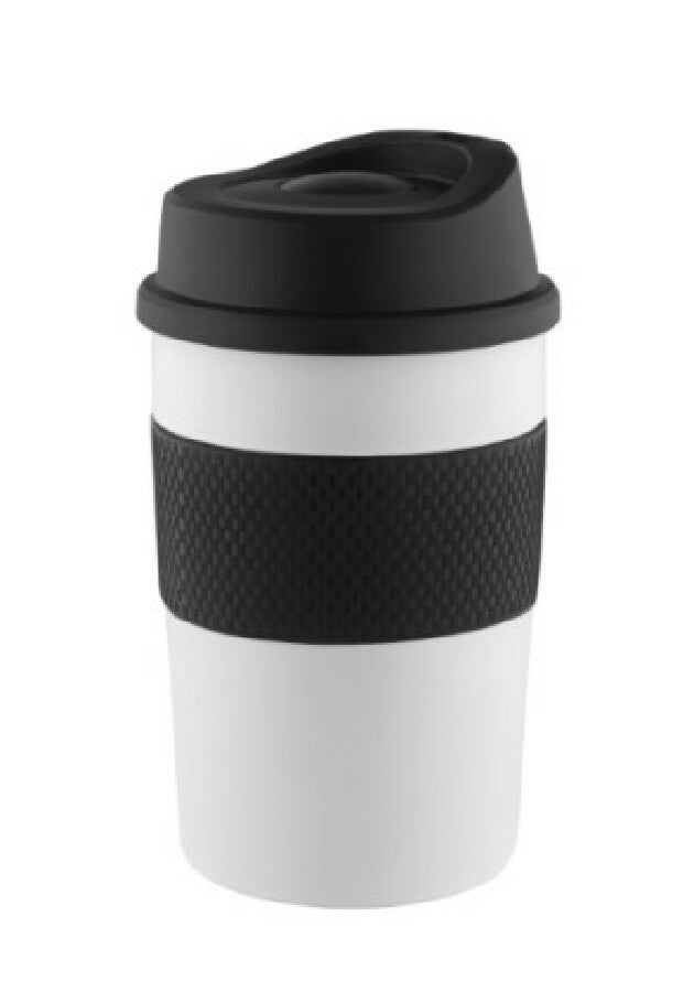 Thermobecher "CremaCoffeeHouse" weiß/Ring schwarz – weiss – Bild 1