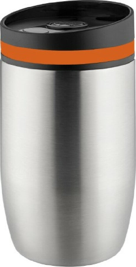 Thermobecher "CremaOfficinaBudget“ silber/Ring orange – orange – Bild 1