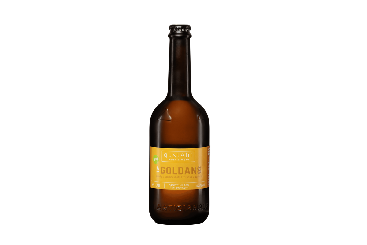 Gustahr GOLDANS – vollständige Originalflasche 0,75 l; Verkaufseinheit 6 × 0,75 l im Karton