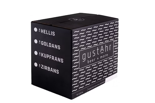 Originaler Gustahr-Karton – Verkaufseinheit 6 × 0,75 l; Sorte siehe Produktflasche in Bild 1