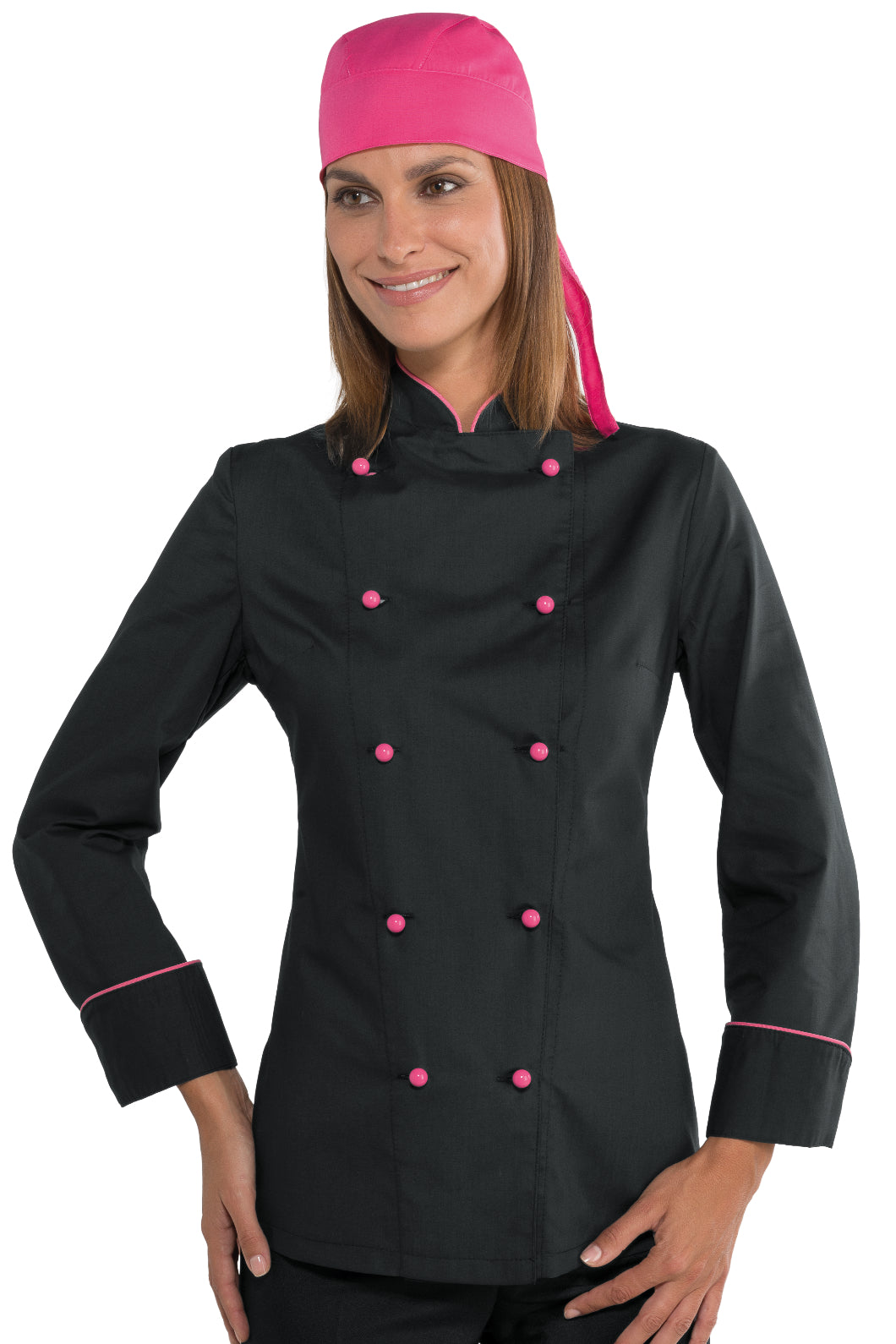 Isacco Kochjacke Lady Chef bottoni antipanico