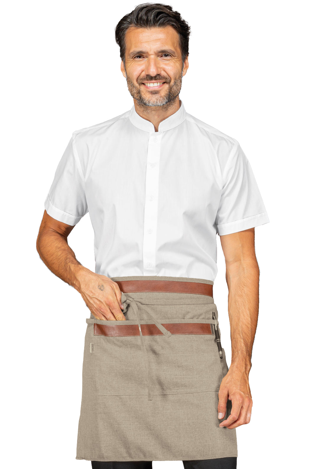 Isacco Schürze Leonida mit Lederdetails