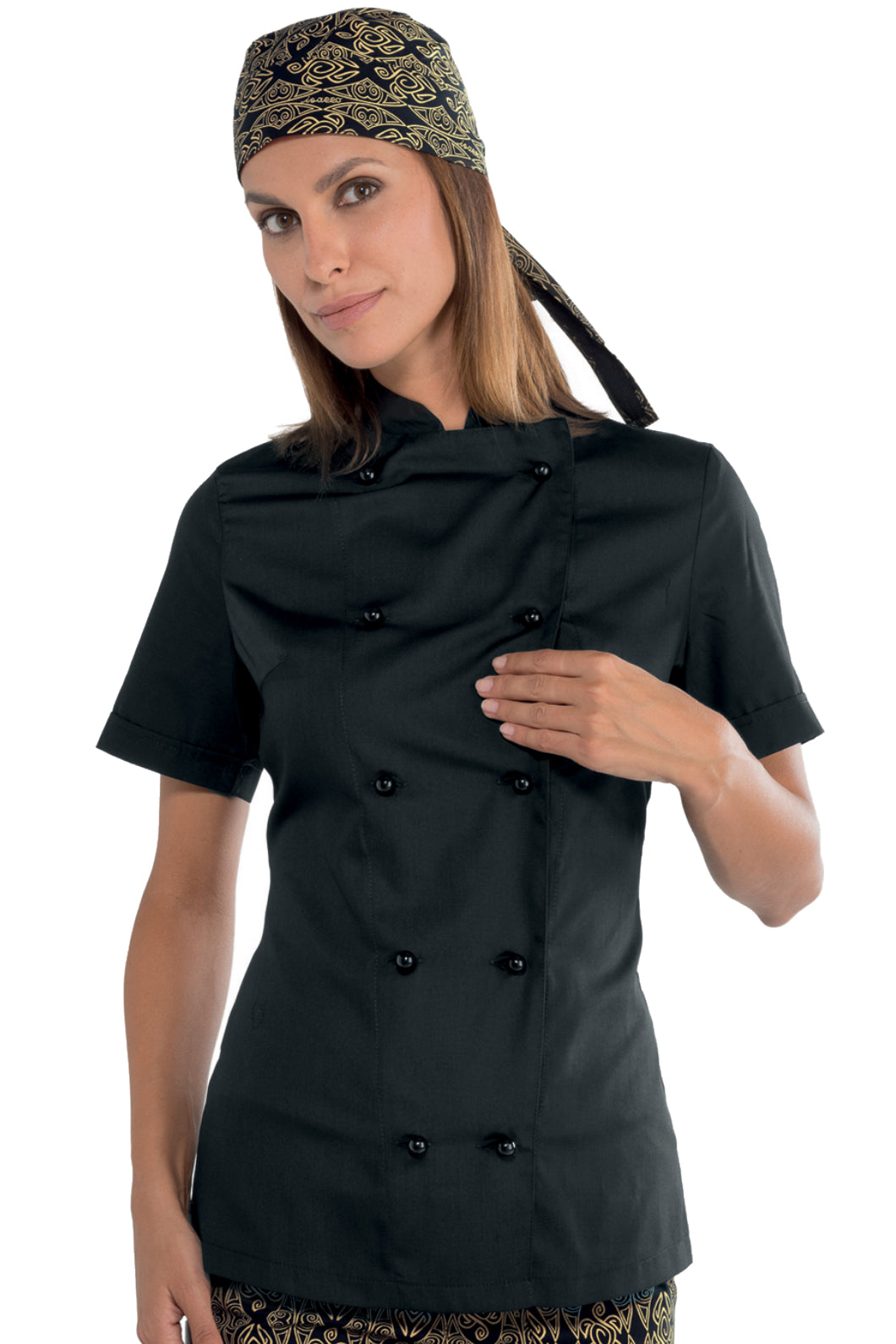 Isacco Kochjacke Lady Chef bottoni antipanico