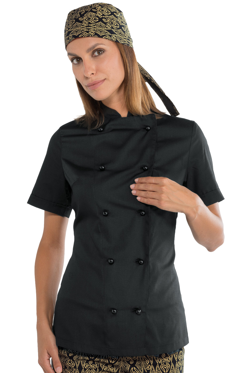 Isacco Kochjacke Lady Chef bottoni antipanico