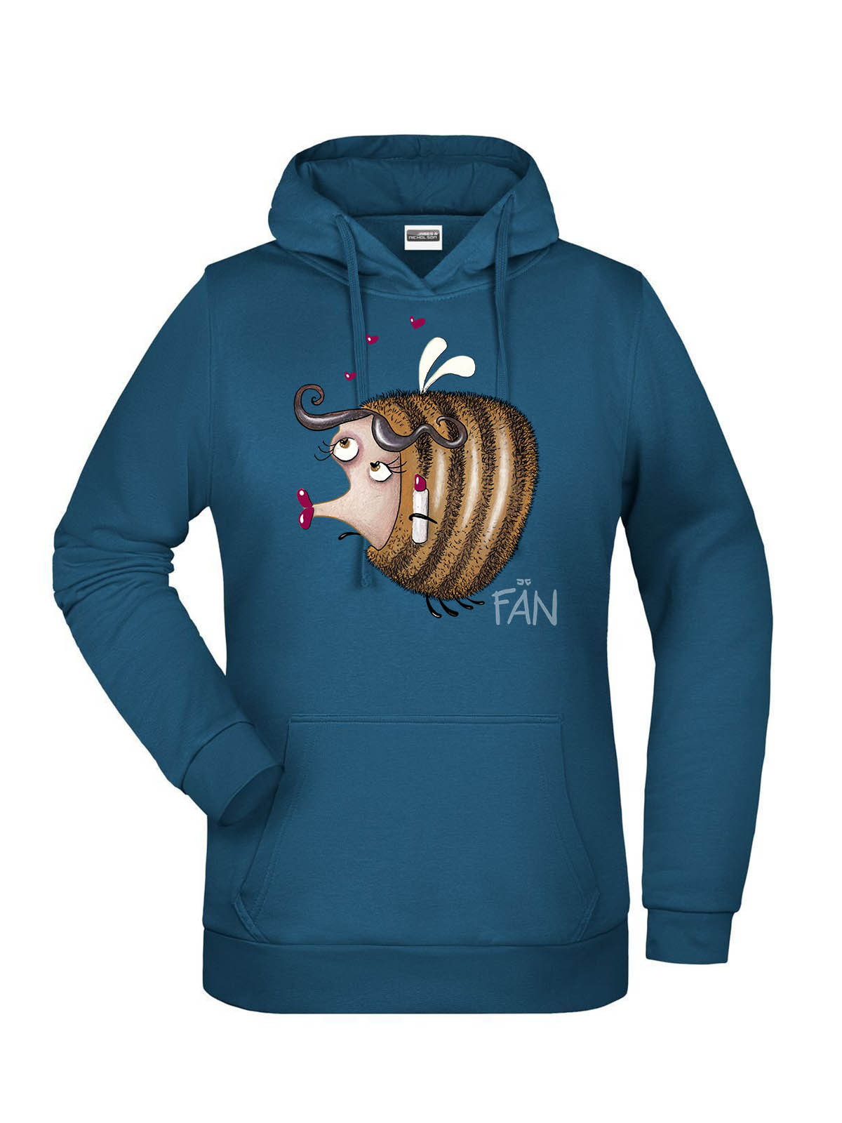 Jochen Gasser Bee Lipstick Fan Damen Hoodie Blue