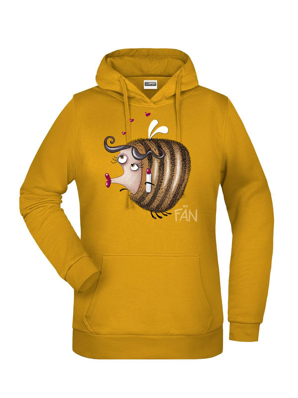 Jochen Gasser Bee Lipstick Fan Damen Hoodie Mustard