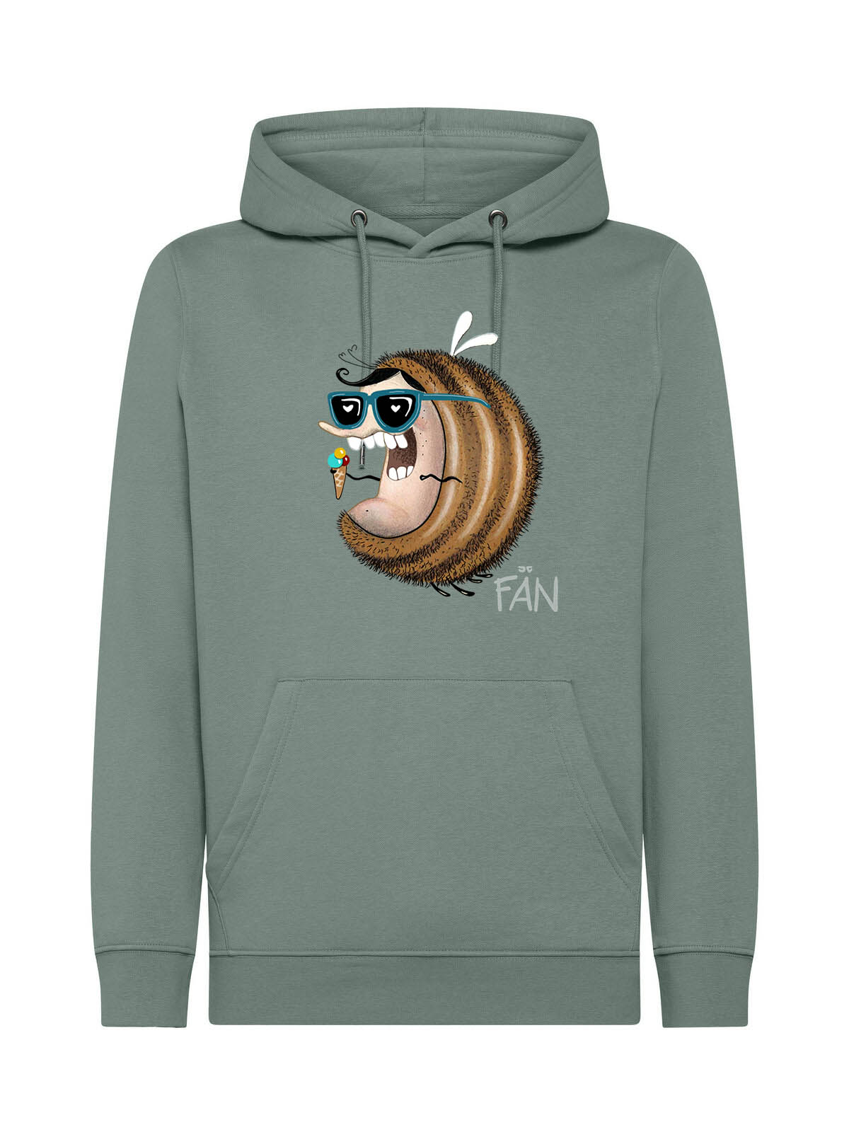 Jochen Gasser Bee Summer Fan Hoodie Green Grey