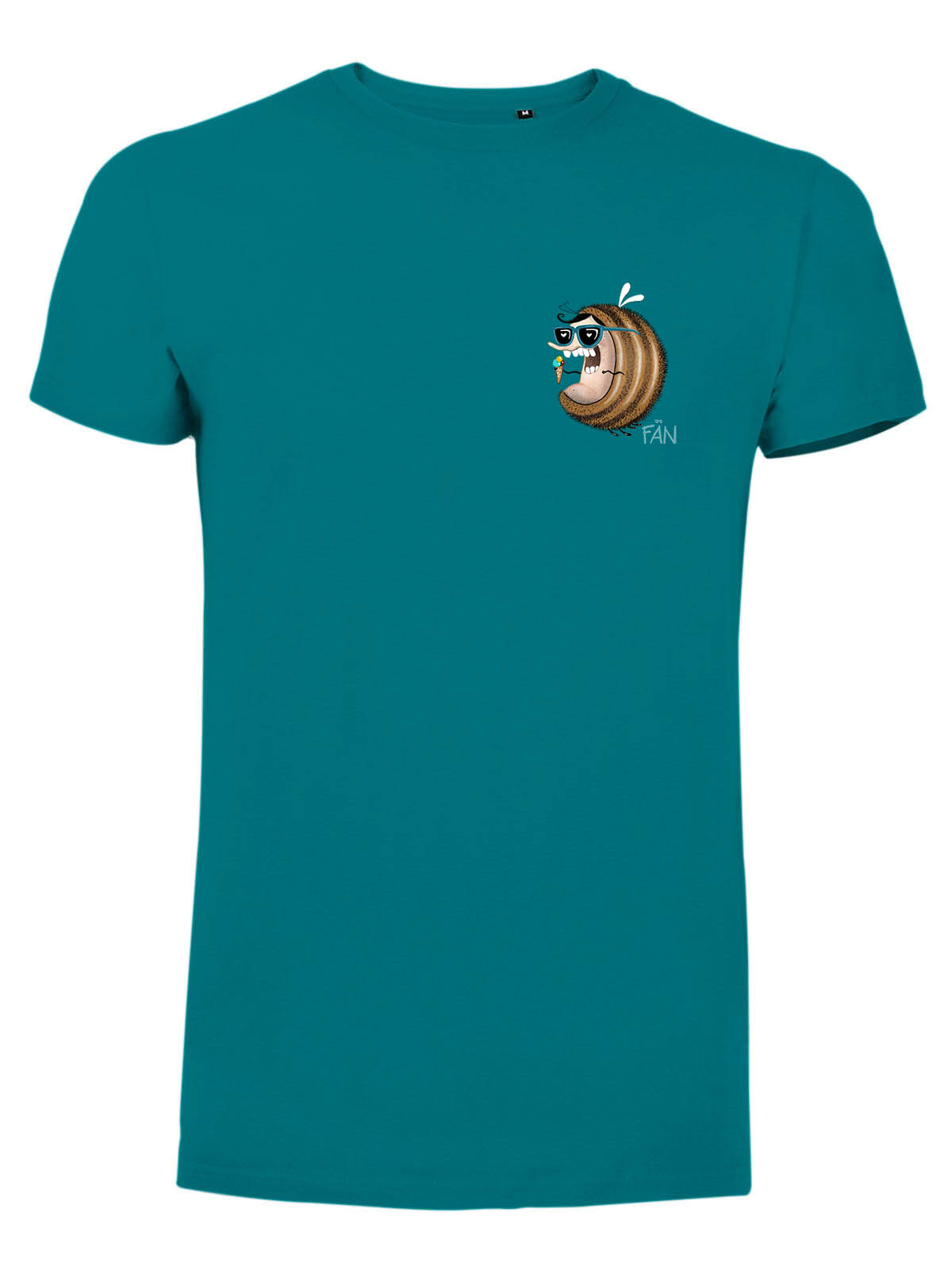 Jochen Gasser Herren T-Shirt Bee Summer Fan Türkis Motiv klein