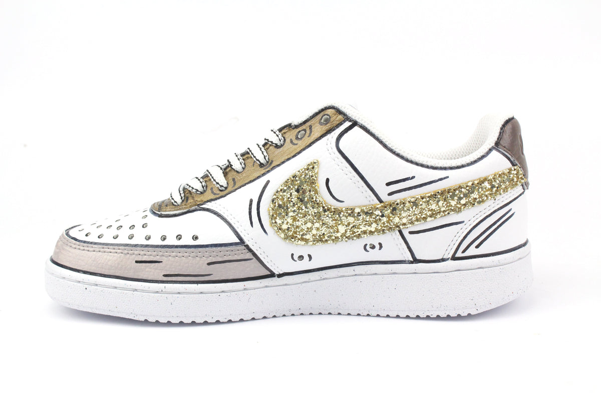 LA1970 Custom Sneakers – Court Vision Cartoons Brown & Glitter – Originalansicht 5
