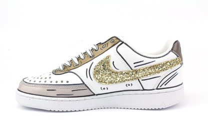 LA1970 Custom Sneakers – Court Vision Cartoons Brown & Glitter – Originalansicht 5