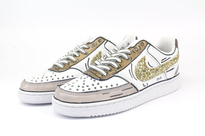 LA1970 Custom Sneakers – Court Vision Cartoons Brown & Glitter – Originalansicht 6