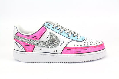 LA1970 Custom Sneakers – Court Vision Cartoons Pink & Glitter – Originalansicht 2