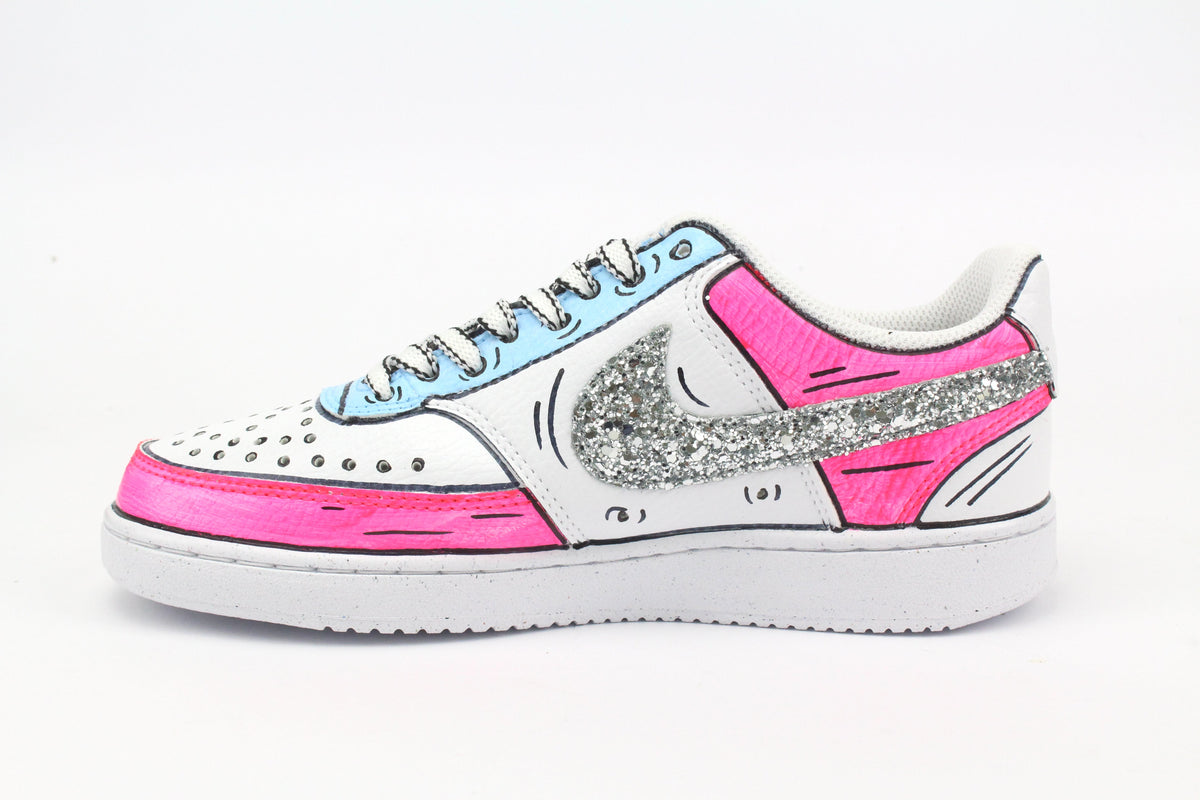 LA1970 Custom Sneakers – Court Vision Cartoons Pink & Glitter – Originalansicht 3
