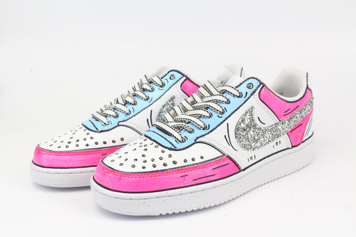 LA1970 Custom Sneakers – Court Vision Cartoons Pink & Glitter – Originalansicht 4