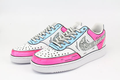 LA1970 Custom Sneakers – Court Vision Cartoons Pink & Glitter – Originalansicht 4