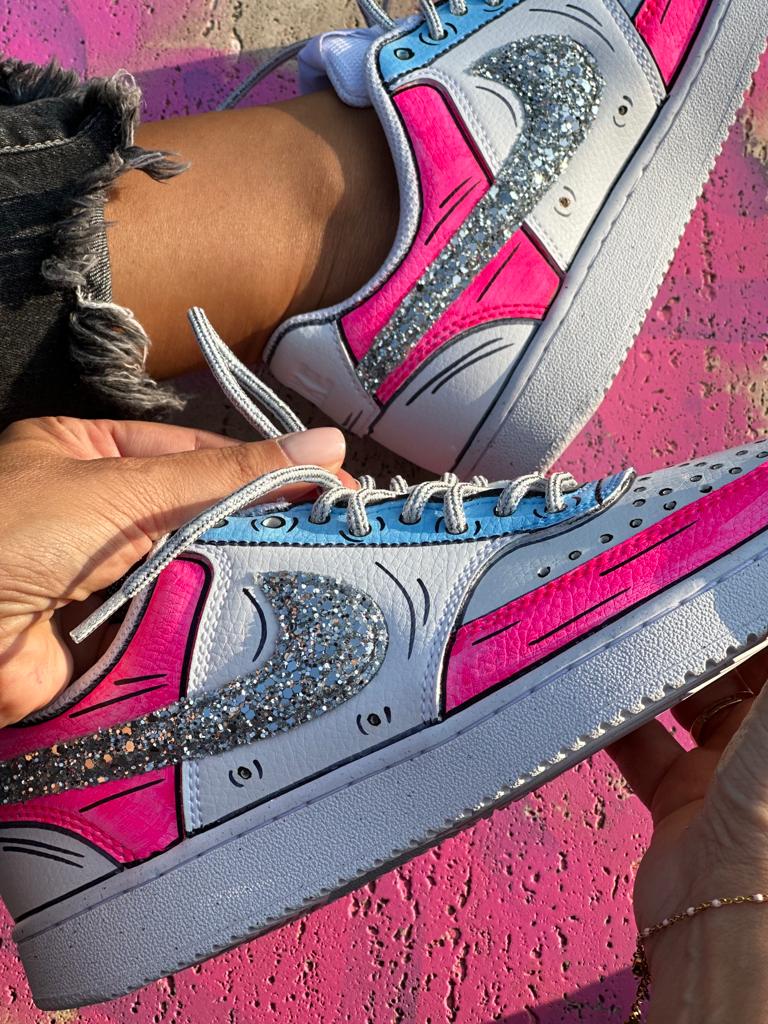 LA1970 Custom Sneakers – Court Vision Cartoons Pink & Glitter – Originalansicht 6