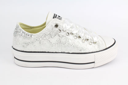 LA1970 Custom Sneakers – Platform Pizzo Argento & Strass – Originalansicht 2
