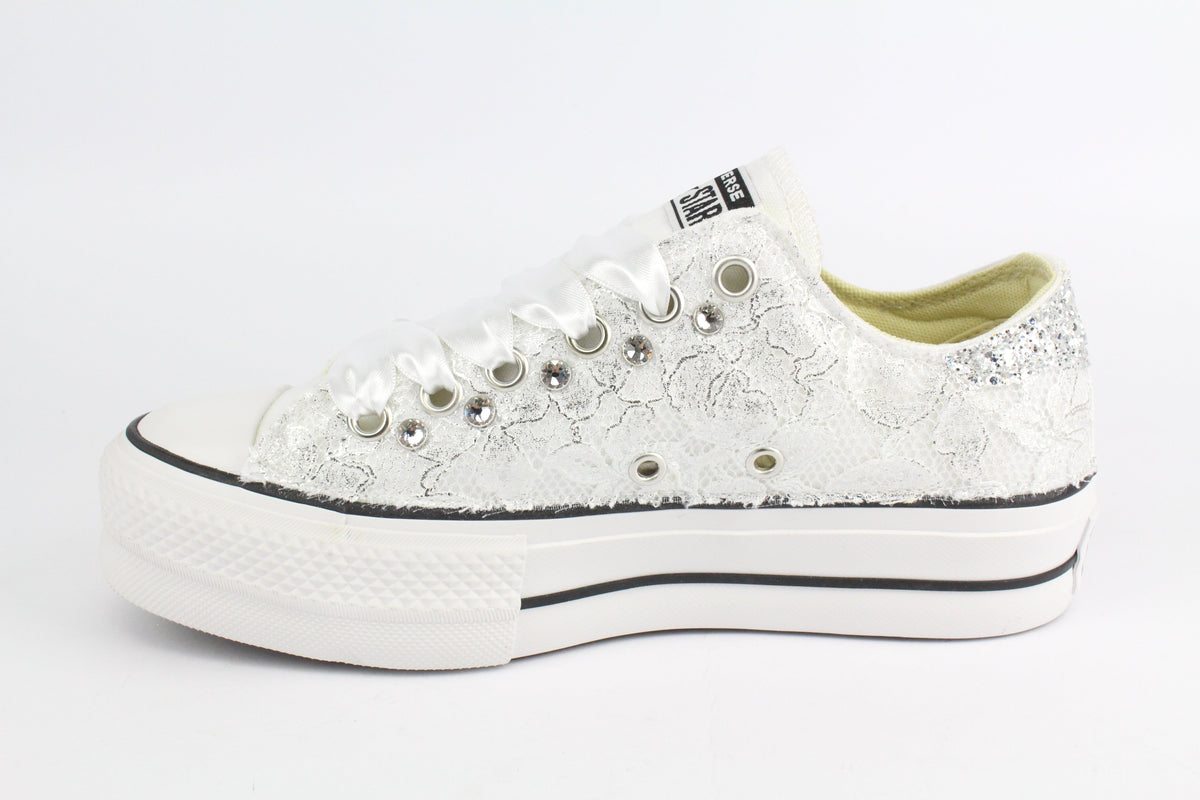 LA1970 Custom Sneakers – Platform Pizzo Argento & Strass – Originalansicht 3