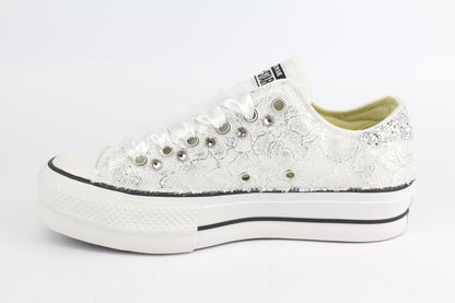 LA1970 Custom Sneakers – Platform Pizzo Argento & Strass – Originalansicht 3